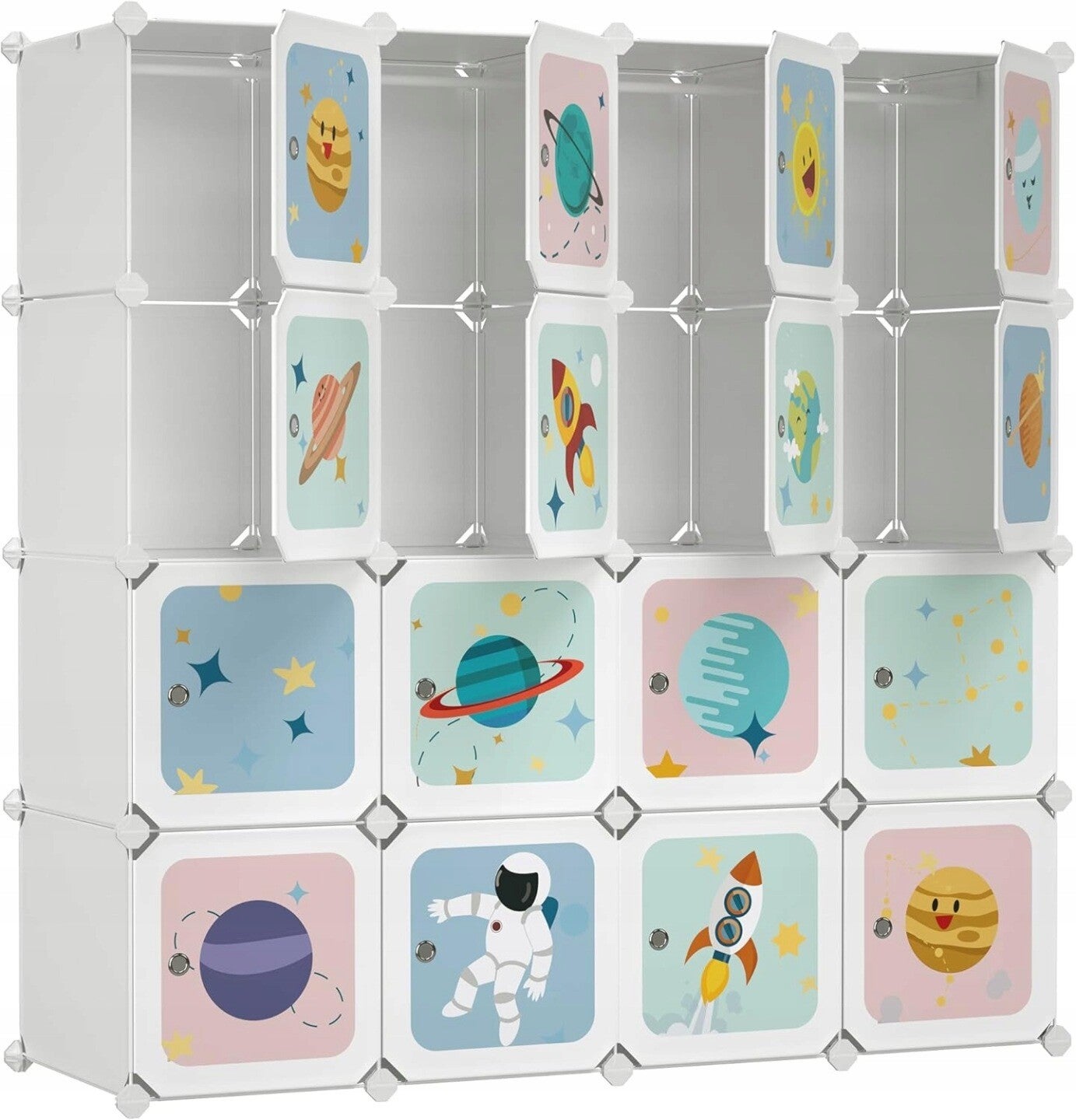SZAFA DZIECIĘCA PRZENOŚNA MODUŁOWA ORGANIZER 123x123x41cm 4 DRĄŻKI 16KOSTEK SONGMICS P131-18