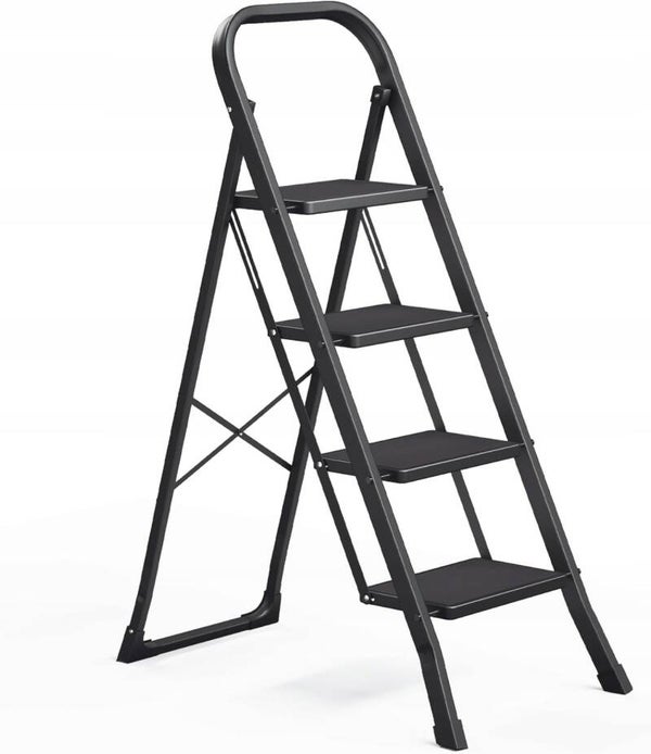 DRABINA STALOWA 4 STOPNIOWA CZARNA 150KG SONGMICS P125-11
