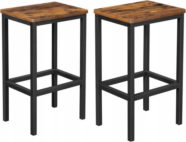 HOKER ZESTAW 2SZT STOŁKI BAROWE Z PODNÓŻKIEM LOFT RUSTYKALNY BRĄZ SONGMICS P168-14
