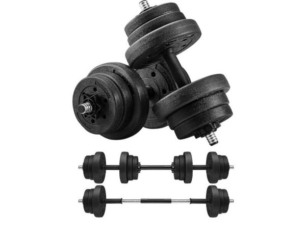 HANTLE 2x10kg SZTANGA 20kg ZESTAW POWLEKANE REGULOWANE FITNESS TRENING SIŁA SONGMICS P121-8