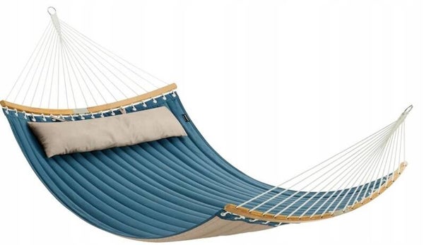 SZEROKI HAMAK DWUOSOBOWY Z DRĄŻKAMI 225kg 200x140cm MIĘKKI Z PODUSZKĄ  SONGMICS P128-7