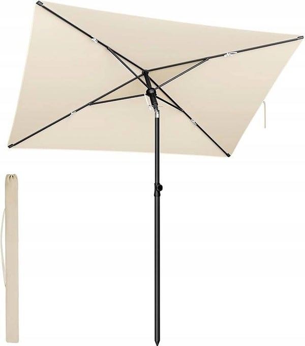PARASOL OGRODOWY TARASOWY UCHYLNY 190x120cm BEŻOWY REGULOWANA WYSOKOŚĆ P113-17