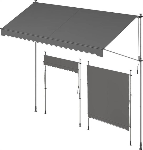MARKIZA ROZPOROWA 400x120cm RĘCZNA REGULACJA WYSOKOŚCI NA BALKON TARAS  SONGMICS P119-10