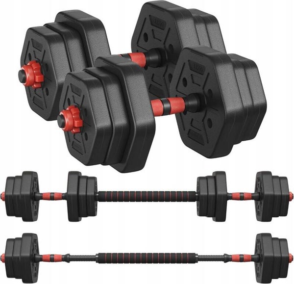 HANTLE 2x10kg SZTANGA 20kg ZESTAW BITUMICZNE REGULOWANE FITNESS TRENING SIŁ