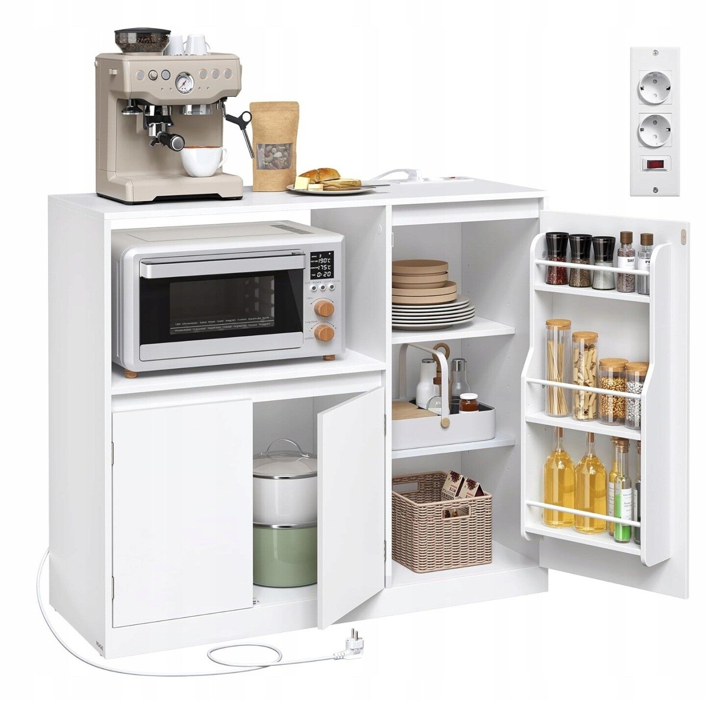 SZAFKA KUCHENNA KOMODA DO SALONU SONGMICS 3 DRZWI Z GNIAZDEM 90x40x90 cm   P167-6