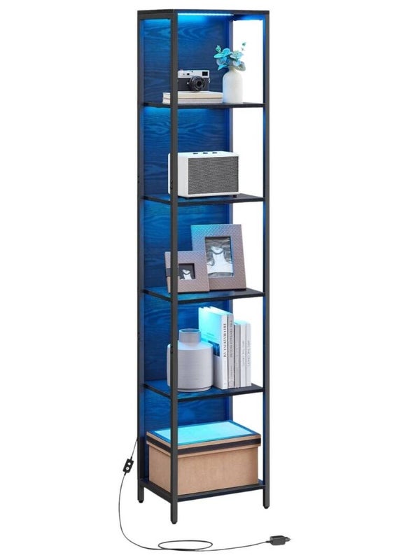REGAŁ 6 POZIOMÓW SONGMICS PODWIETLENIE LED PILOT 40x178,6x30,3cm CZARNY P167-11
