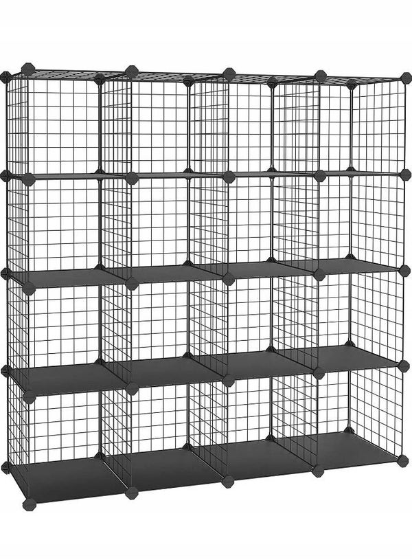 REGAŁ DO PRZECHOWYWANIA 16 PRZEGRÓDEK SONGMICS CZARNY METALOWY ORGANIZER P128-6