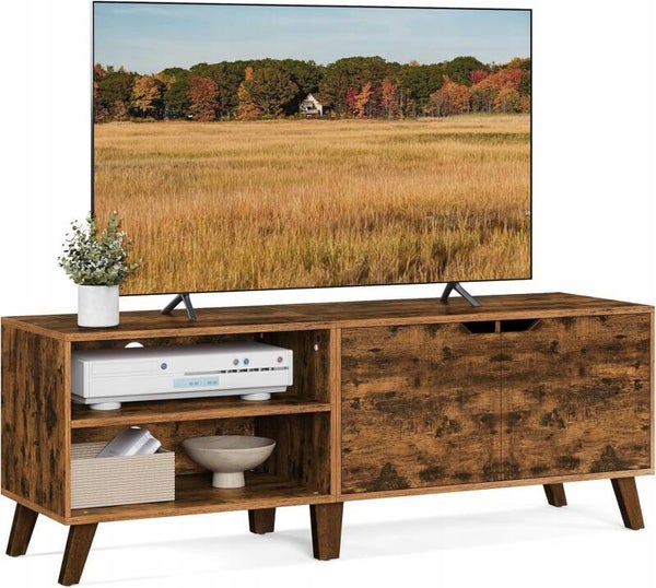 SZAFKA RTV POD TELEWIZOR DO 65 CALI DO SALONU SYPIALNI BRĄZ RUSTYKALNY LOFT SONGMICS P172-16