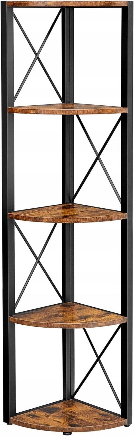 REGAŁ NAROŻNY PÓŁKA 5 POZIOMÓW SONGMICS RUSTYKALNA LOFT NA KSIĄŻKI P167-10