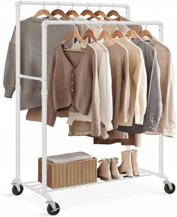 WIESZAK NA UBRANIA Z KÓŁKAMI MOBILNA GARDEROBA DO 110kg IMITACJA RUR LOFT  P174-4