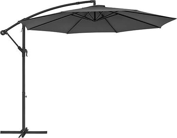 DUŻY PARASOL OGRODOWY TARASOWY BOCZNY WISZĄCY SZARY 300cm Songmics