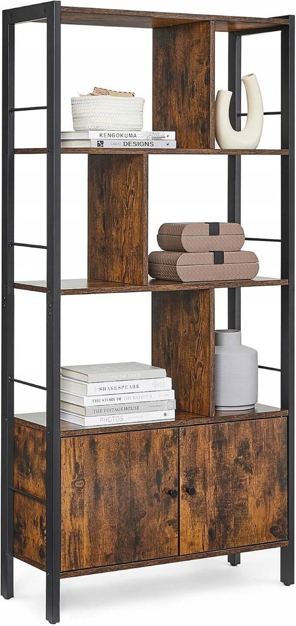 REGAŁ 4-POZIOMY VASAGLE Z DRZWIAMI W STYLU INDUSTRIALNYM 74x154,5x30cm  SONGMICS P147-2