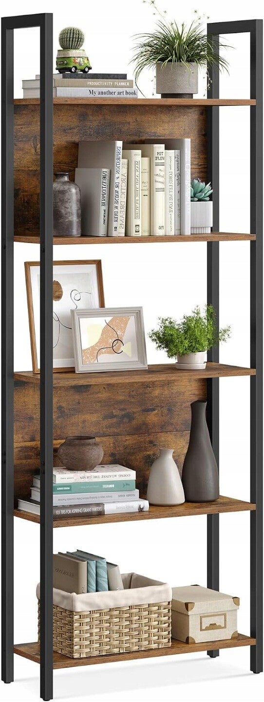 REGAŁ NA KSIĄŻKI 5 PÓŁEK DĄB ANTYCZNY/CZARNY SONGMICS 62x165x24cm LOFT P162-3