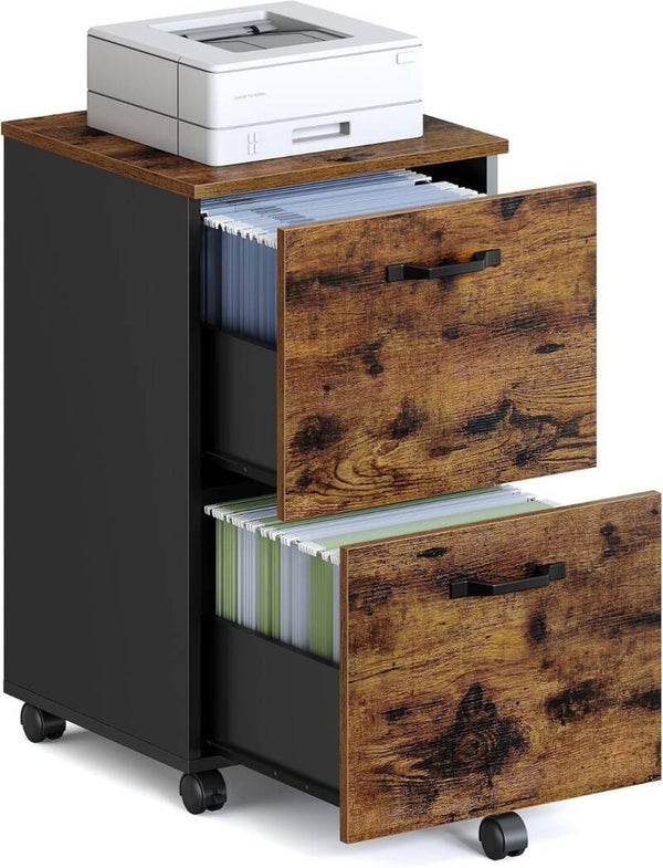 SZAFKA NA DOKUMENTY KONTENER BIUROWY 2 SZUFLADY MOBILNY 41x40x71,1 cm BRĄZ P175-11