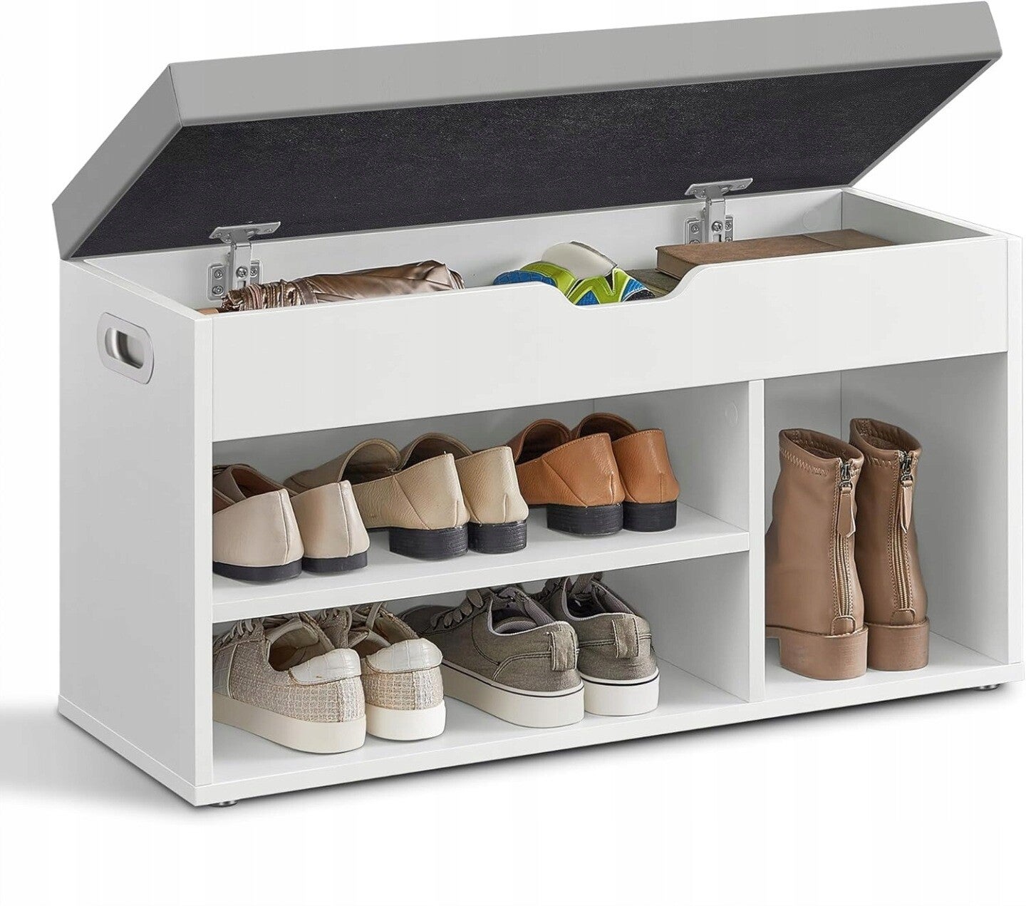ŁAWKA NA BUTY SZAFKA Z WYŚCIEŁANYM SIEDZISKIEM 80x44x30cm PÓŁKA BIAŁA  P164-17