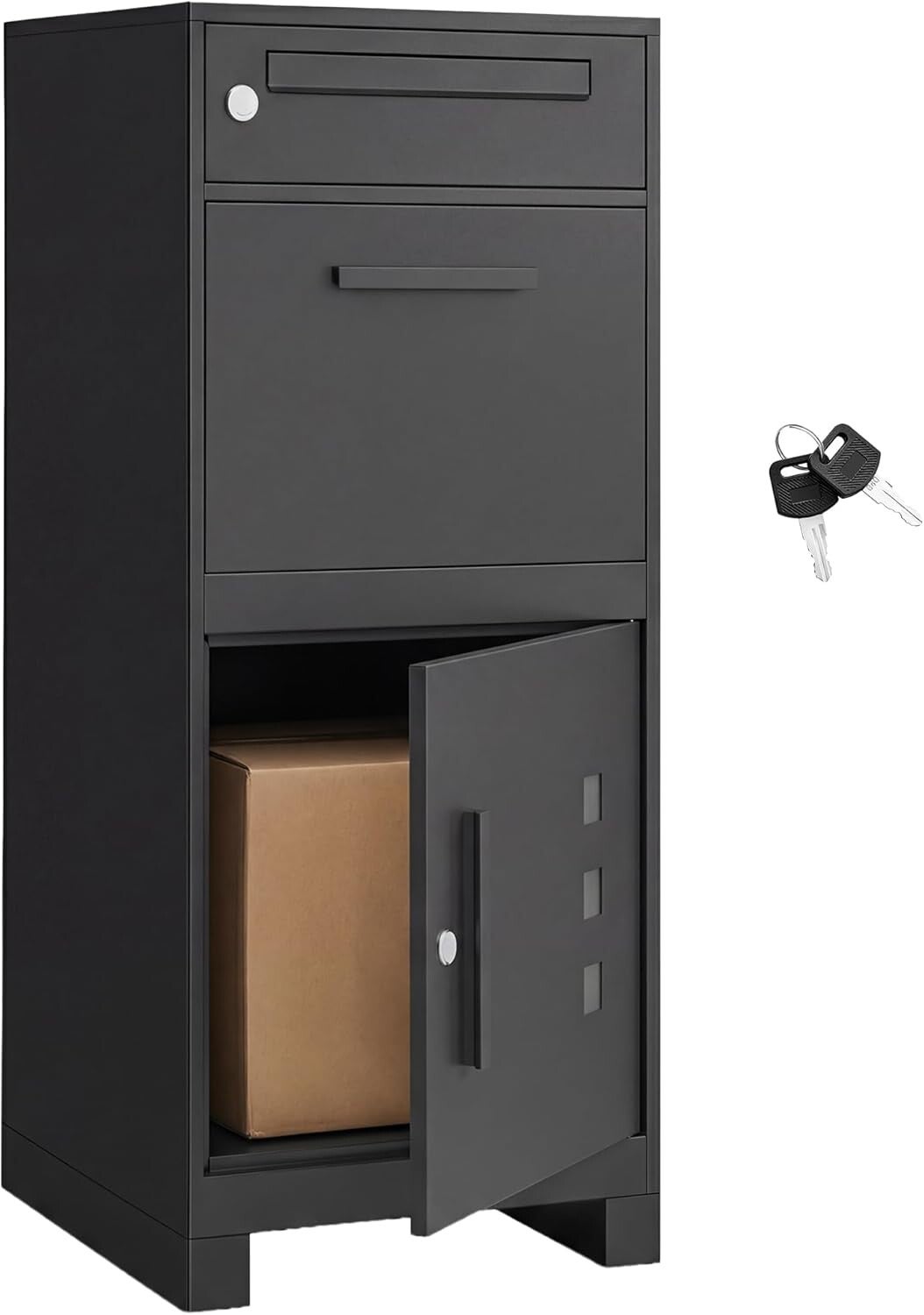 PACZKOMAT STOJĄCA SKRZYNKA NA LISTY Z MIEJSCEM NA PACZKI CZARNA 106x48x34cm
