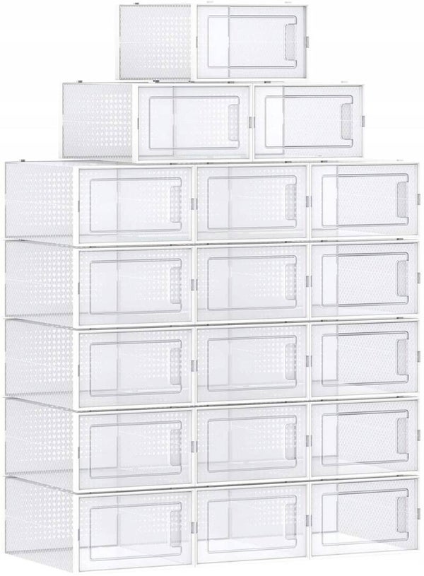 PUDEŁKO NA BUTY SONGMICS BEZBARWNY ZESTAW 18SZT ORGANIZER SKŁADANE  P116-6 P120-8