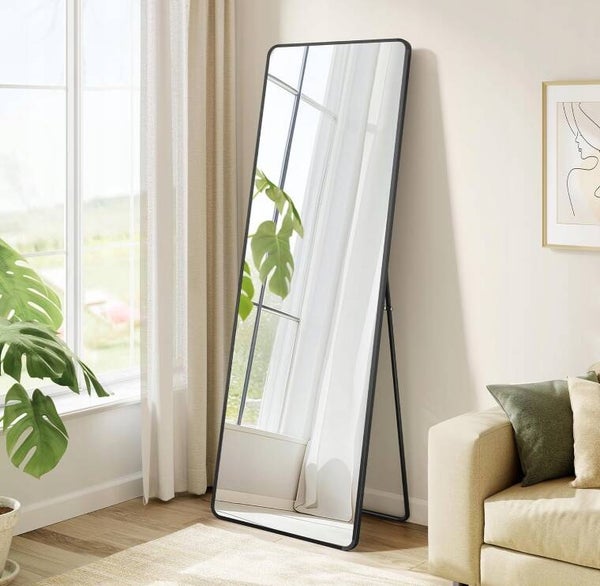 LUSTRO STOJĄCE PROSTOKĄT RAMA METAL CZARNA ALUMINIOWA SONGMICS 40 x 150MM P 114-6