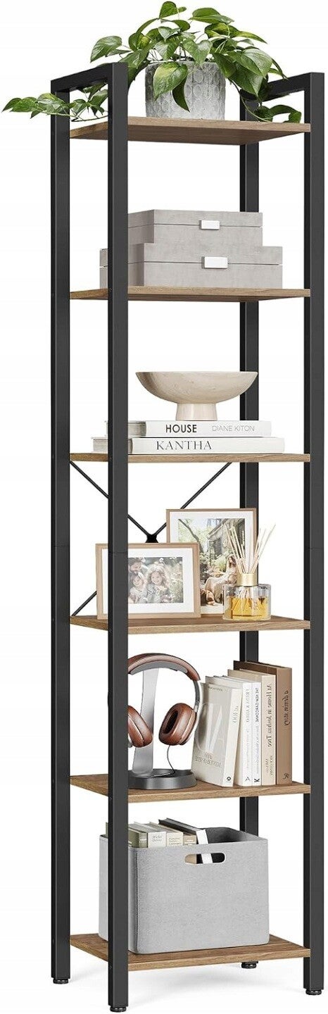 REGAŁ LOFT METALOWA RAMA 6 PÓŁEK SONGMICS ODCIENIE BRĄZU 187,5x40x30cm P168-9