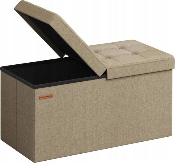 PUFA ŁAWKA ZE SCHOWKIEM PRZECHOWYWANIE SONGMICS 76x38x38 SKŁADANA 300KG P137-31