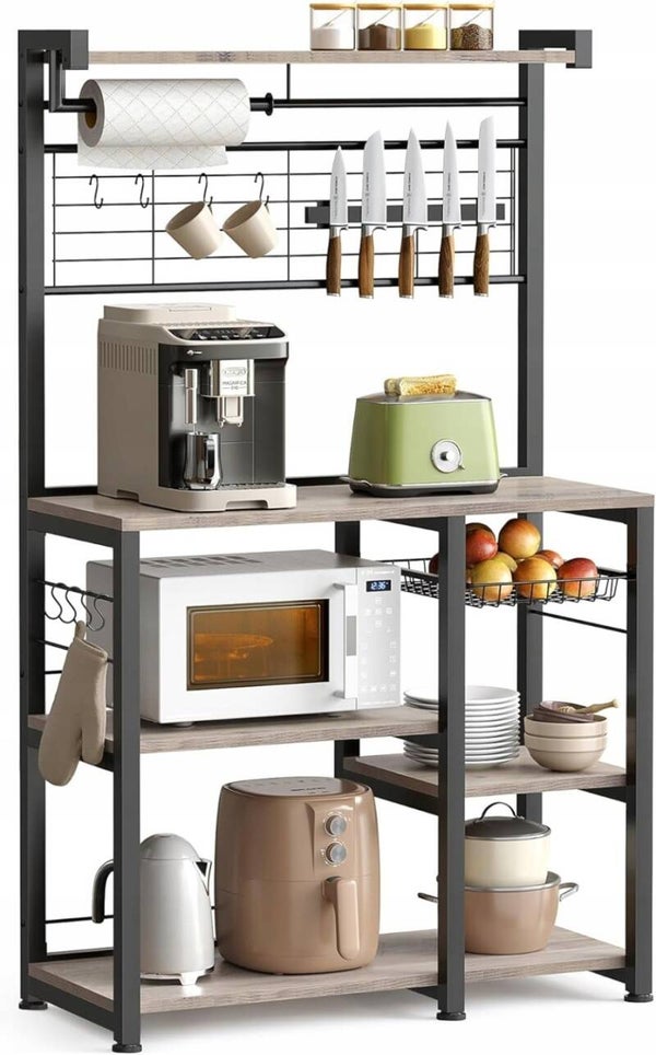 REGAŁ ORGANIZER KUCHENNY WYSPA METALOWA PÓŁKI HACZYKI LISTWA MAGNETYCZNA  VASAGLE P123-25