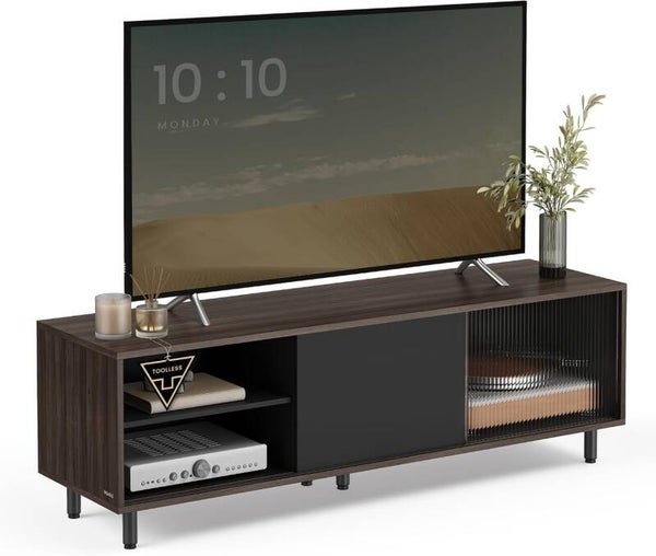 SZAFKA RTV POD TELEWIZOR DO 60 CALI 140x39x45 cm SZKŁO RYFLOWANE SONGMICS P159-4