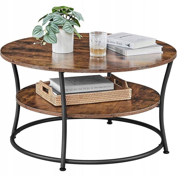 STOLIK KAWOWY SONGMICS OKRĄGŁY ODCIENIE BRĄZU 80x80x45CM KOKTAJLOWY P146-7