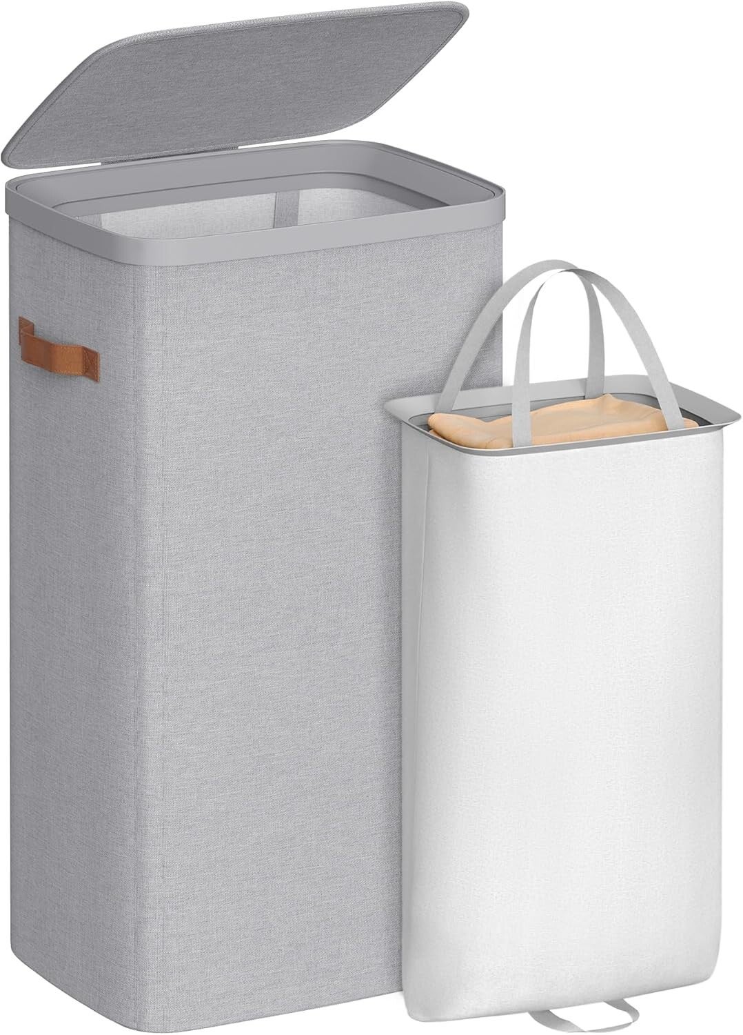 KOSZ NA PRANIE SONGMICS 100L WYJMOWANY WKŁAD POKRYWA SZARY 42 x 32 x 75 cm P144-27