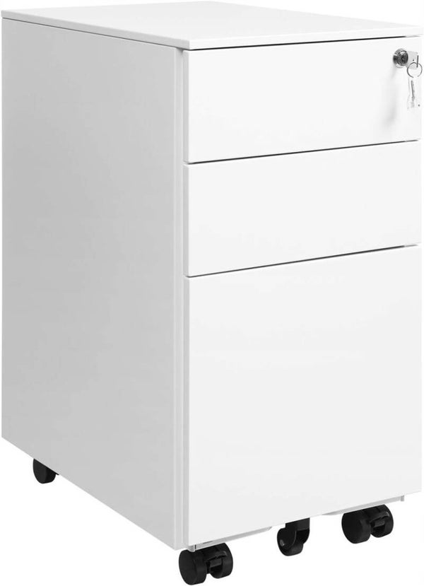 SZAFKA METALOWA MOBILNY ORAGNIZER BIUROWY ZAMYKANY 45x60x30cm BIAŁY  SONGMICS P127-3