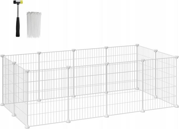 KLATKA KOJEC DLA MAŁYCH ZWIERZĄT KRÓLIKA ŚWINKI MORSKIEJ 143x73x46cm BIAŁA SONGMICS P125-3