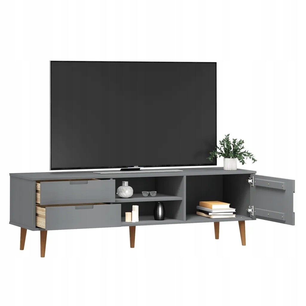 SZAFKA TV RTV MOLDE, SZARA, 158x40x49cm, LIYTE DREWNO SOSNOWE POD TELEWIZOR VIDAXL P28-20