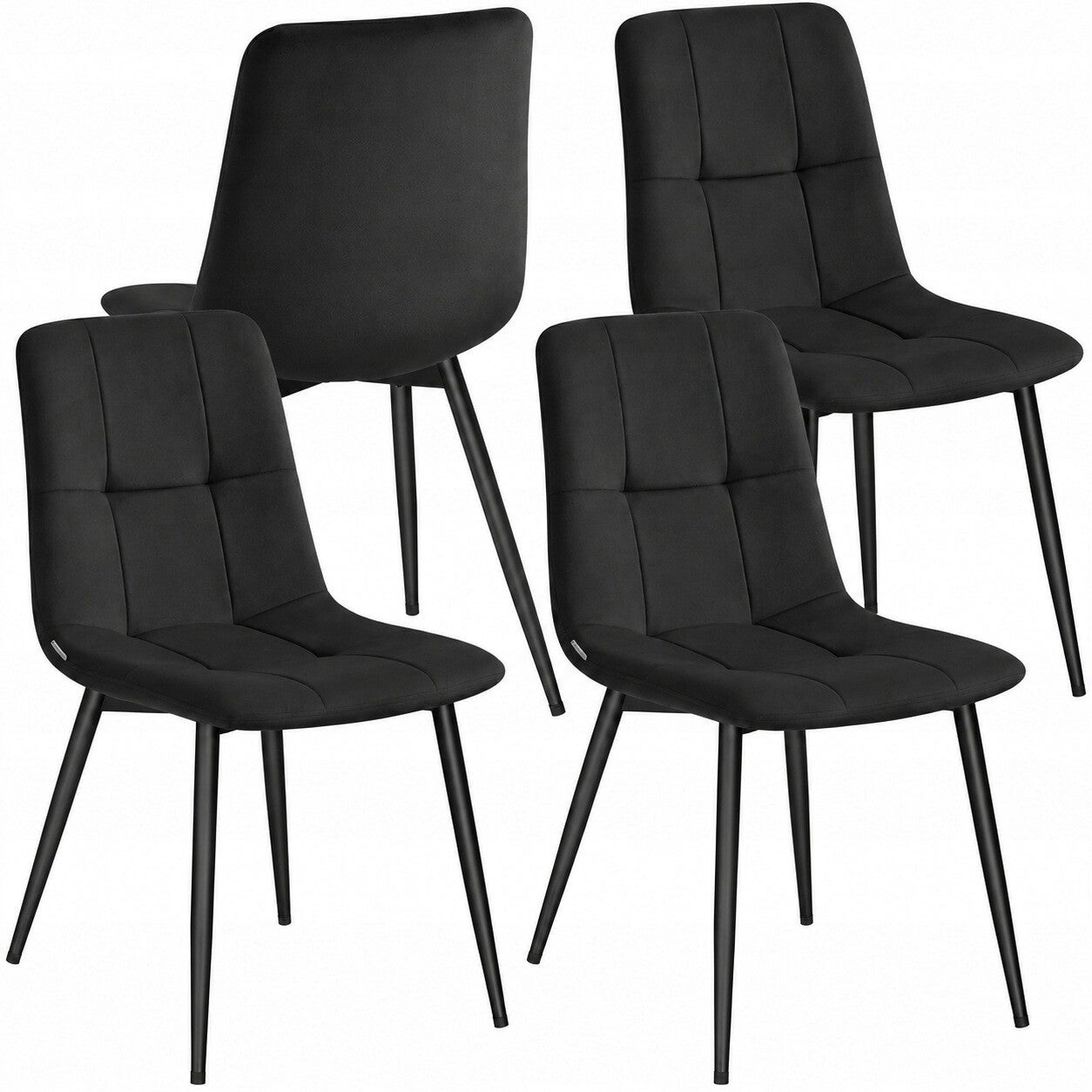 KRZESŁA ZESTAW 4szt. DO JADALNI SONGMICS WELUROWE CZARNE 43x51x82cm P164-27
