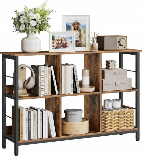 KOMODA REGAŁ VINTAGE 120x80x33 6 PRZEGRÓD METALOWA RAMA NA KSIĄŻKI ZABAWKI P115-7