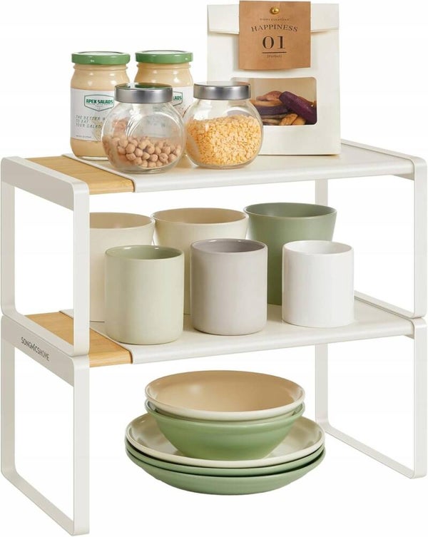 STOJAK NA PRZYPRAWY NA BUTY ZESTAW 2SZT SONGMICS REGULOWANY WYSUWANY BAMBUS P120-11