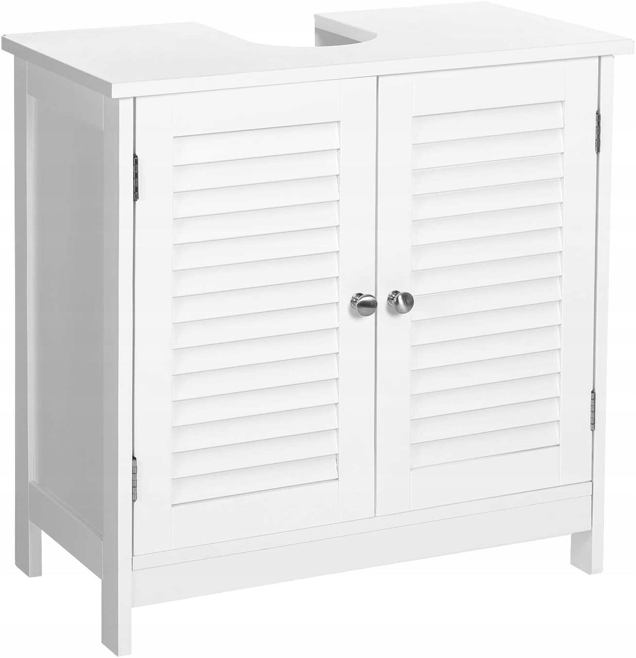SZAFKA POD UMYWALKĘ ŁAZIENKOWA BIAŁA 60x30x60cm REGULOWANA PÓŁKA 2 DRZWI SONGMICSP130-2
