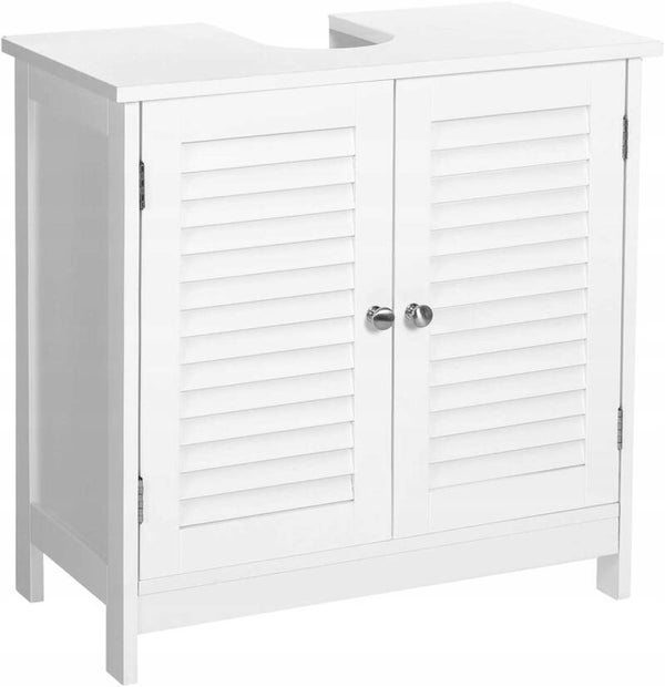 SZAFKA POD UMYWALKĘ ŁAZIENKOWA BIAŁA 60x30x60cm REGULOWANA PÓŁKA 2 DRZWI SONGMICSP130-2