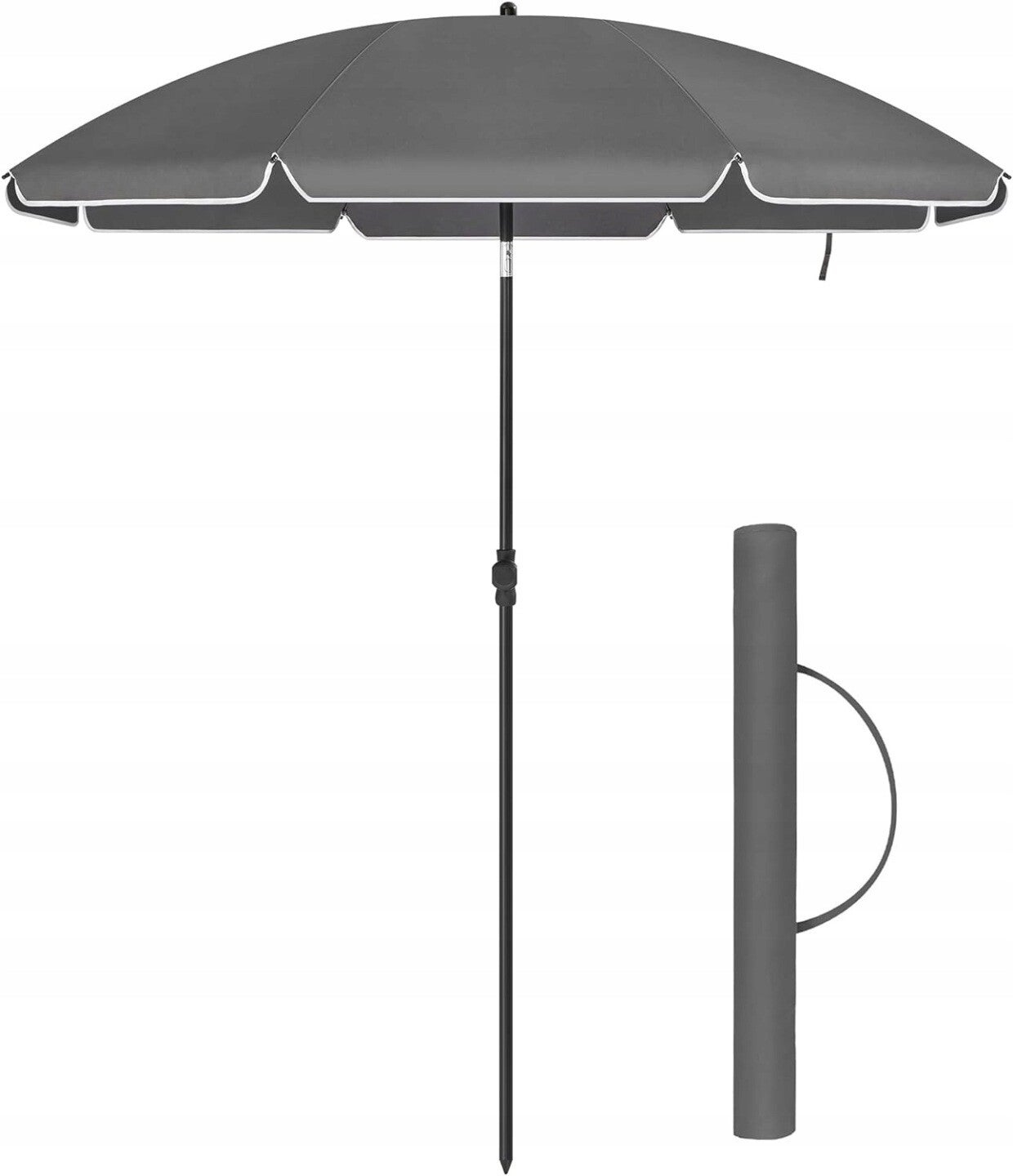 PARASOL PLAŻOWY KLASYCZNY OGRODOWY SONGMICS SZARU 160cm UCHYLNY REGULOWANY P166-12