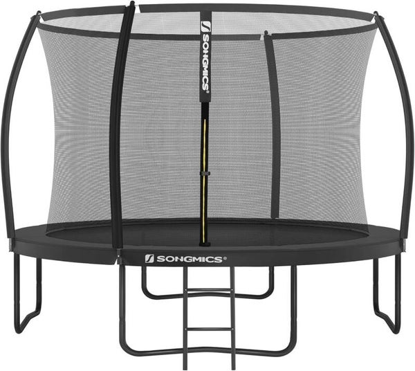 TRAMPOLINA OGRODOWA 251 cm SIATKA WEWNĘTRZNA CZARNA BEZPIECZNA DLA DZIECI