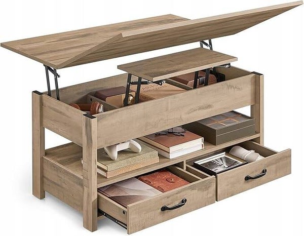 STOLIK KAWOWY ROZKŁADANY ŁAWA PODNOSZONY BLAT BRĄZOWY SONGMICS 100x50x49cm P170-22