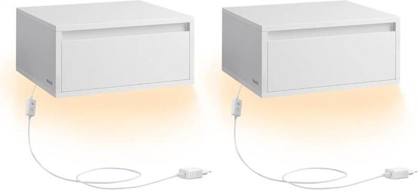 STOLIK NOCNY WISZĄCY ZESTAW 2SZT LAMPA 3KOLORY SZYFLADA SONGMICS BIAŁY P126-26