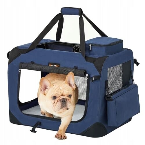 TRANSPORTER DLA PSA KOTA Feandre NOSIDEŁKO SKŁADANY NIEBIESKI 40x60x40cm  SONGMICS P141-1