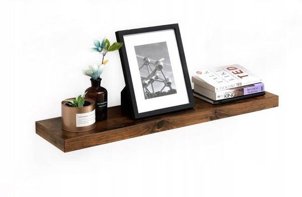 PÓŁKA ŚCIENNA LEWITUJĄCA 80x20x3,8cm MDF RUSTYKALNY BRĄZ DO BIURA SALONU VASAGLE P123-5