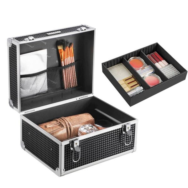 KUFEREK ETUI I AKCESORIA DO MAKIJAŻU KOSMETYCZKA ORGANIZER PODRÓŻNY CZARNY SONGMICS P159-12