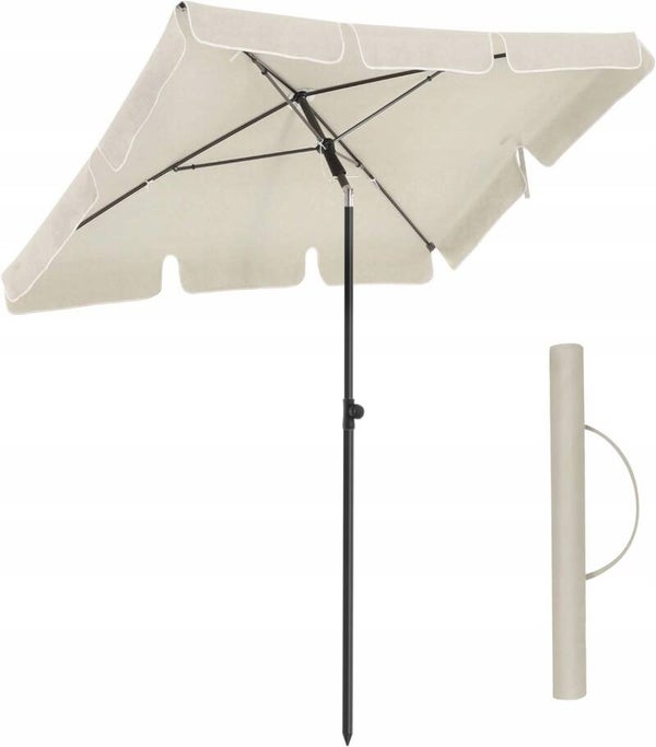 PARASOL PROSTOKĄTNY BALKONOWY UV UPF50+ POKROWIEC BEŻOWY SAONGMICS P153-14