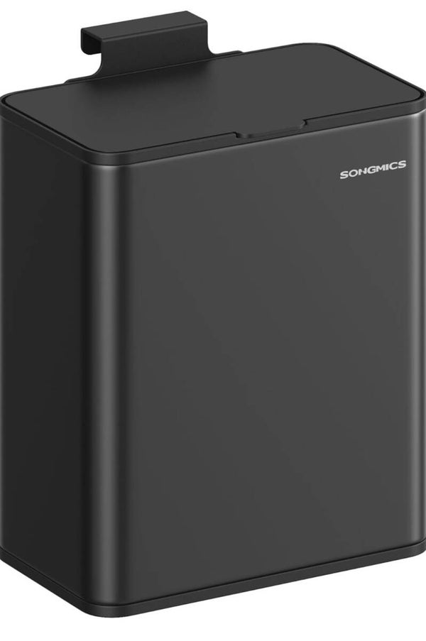 KOSZ NA ŚMIECI 8L WISZĄCY DO SZAFKI KUCHENNEJ POD ZLEW Z POKRYWĄ CZARNY