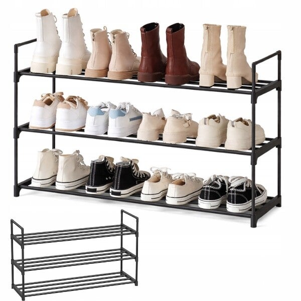 SZAFKA NA BUTY STOJAK REGAŁ 3 POZIOMY 92x54x30cm 12-15 PAR METAL SONGMICS P166-21