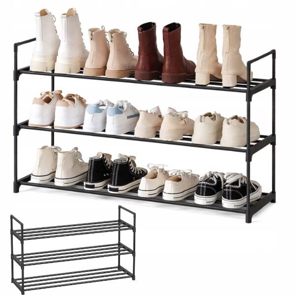 SZAFKA NA BUTY STOJAK REGAŁ 3 POZIOMY 92x54x30cm 12-15 PAR METAL SONGMICS P166-21