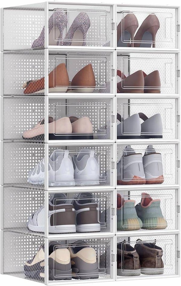 REGAŁ MODUŁOWY NA BUTY 12 PAR/12 BOKSÓW PRZEZROCZYSTE DRZWICZKI ORGANIZER SONGMICS P153-6