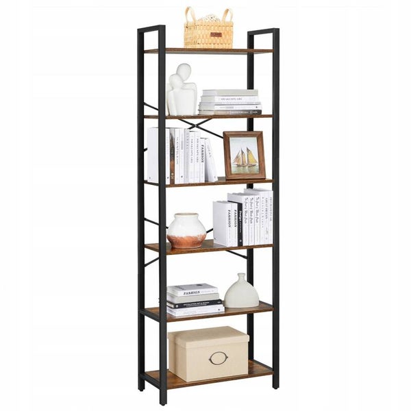 REGAŁ NA KSIĄŻKI 6 POZIOMÓW SONGMICS LOFT RUSTYKALNY BRĄZ P124-5