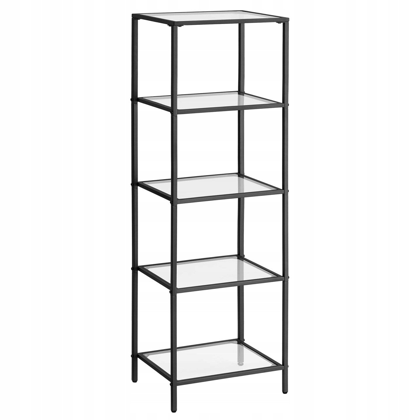 REGAŁ SZKLANY METALOWA RAMA LOFT 5 POZIOMÓW 124x40x30cm SZKŁO HARTOWANE SONGMICS P134-16